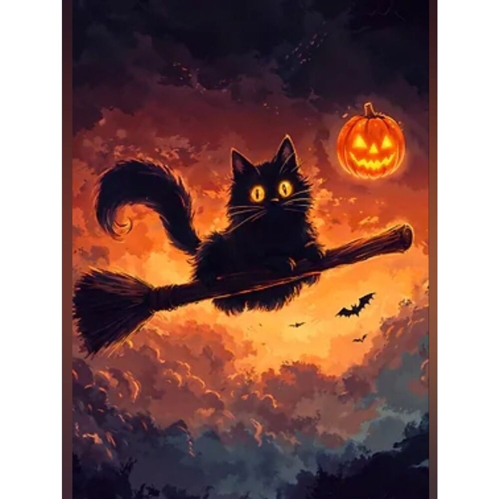 Custom Fridge Magnet Black Cat Halloween Home Office Kitchen Decor
